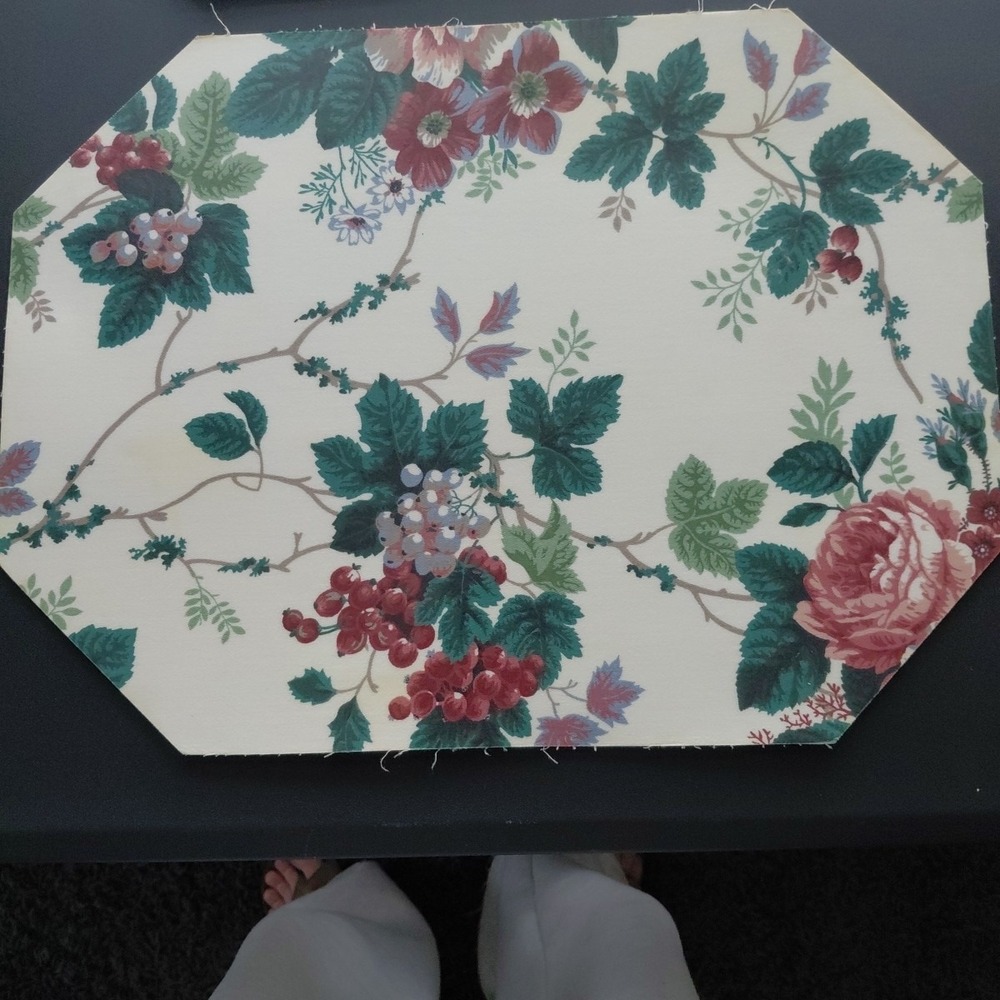 6 VTG Placemats Vinyl Cabbage Rose Grapevine Teatime Cottagecore Girly Homestead - Picture 8 of 16